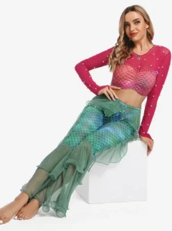 Belly Dance Pants Adult's Purple Christmas Set Polyester Sexy Women Performance Costume