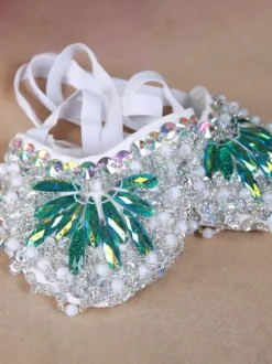 Belly Dance Shoes Silver Bling Bling Slippers Dance Footwear