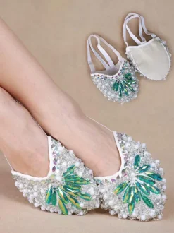 Belly Dance Shoes Silver Bling Bling Slippers Dance Footwear