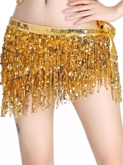 Belly Dance Waist Chain Gold Women's Sequined Costume Accessories