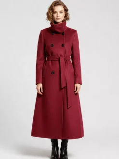Belted Long Woolen coat with Double-breasted and high collar For Women 2026