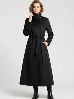 Belted Long Woolen coat with Double-breasted and high collar For Women 2026