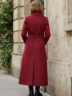 Belted Long Woolen coat with Double-breasted and high collar For Women 2026