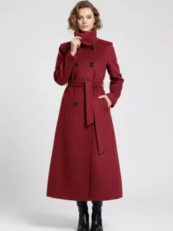 Belted Long Woolen coat with Double-breasted and high collar For Women 2026
