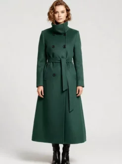 Belted Long Woolen coat with Double-breasted and high collar For Women 2026