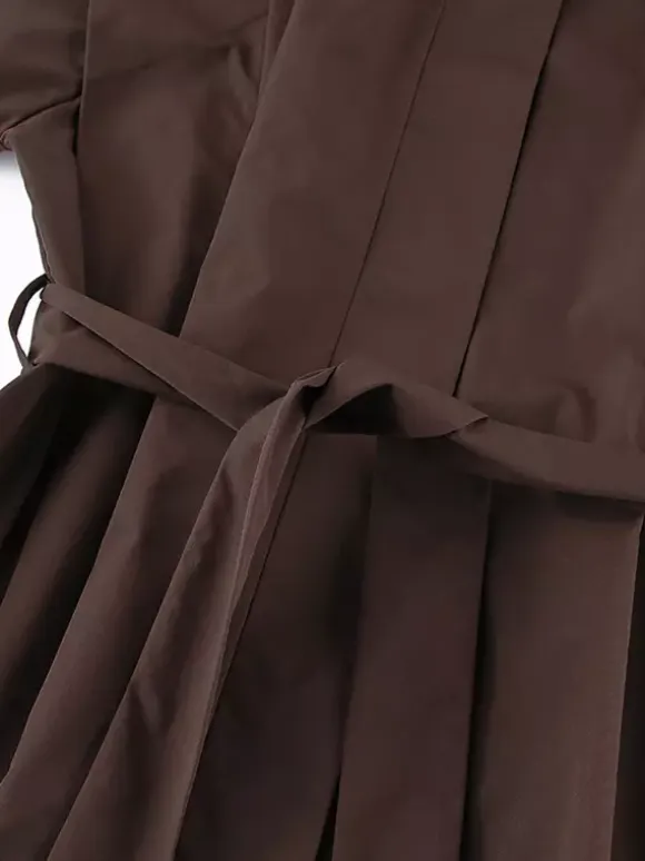 Belted Trench Jacket For Women - Chic High Neck Epaulette Design Slim Fit Peplum - Quiet Luxury Spring Streetwear 2026