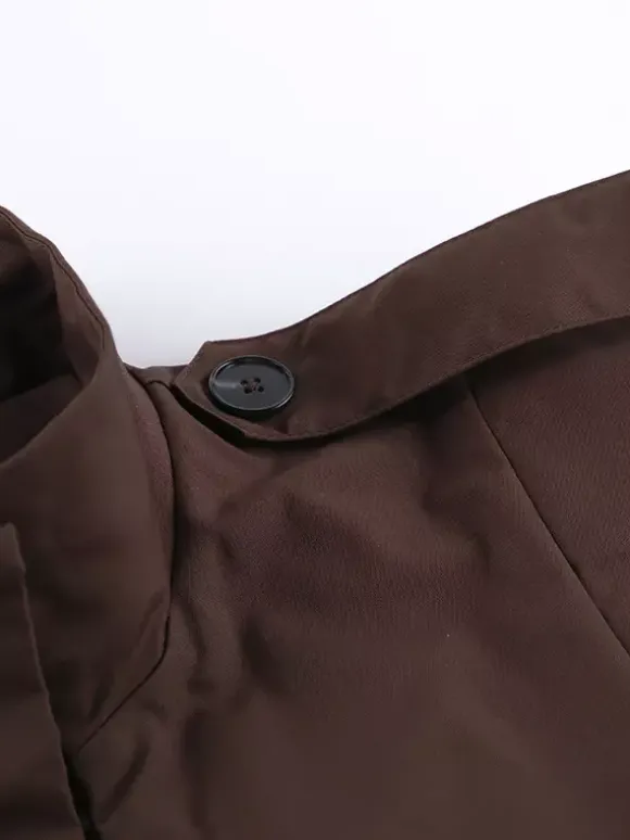 Belted Trench Jacket For Women - Chic High Neck Epaulette Design Slim Fit Peplum - Quiet Luxury Spring Streetwear 2026