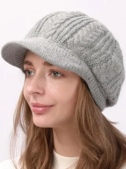 Beret Hat Knit Solid Color Daily Casual Fall Winter Caps For Women