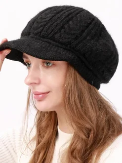 Beret Hat Knit Solid Color Daily Casual Fall Winter Caps For Women