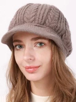 Beret Hat Knit Solid Color Daily Casual Fall Winter Caps For Women