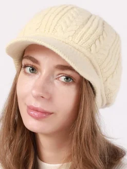 Beret Hat Knit Solid Color Daily Casual Fall Winter Caps For Women