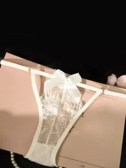Big Bow Sheer Lace Thin Side Strap Thong Panty