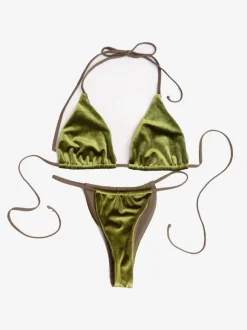 Bikini Swimsuit For Women Yellow Lace Up Backless Summer Beach Swimwear