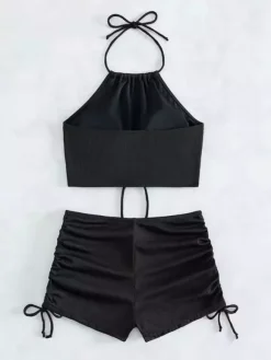 Bikini Swimsuit For Women Brown Lace Up Summer Beach Swimwear