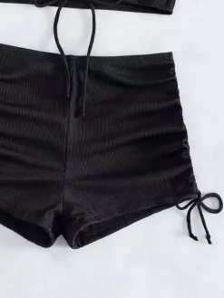 Bikini Swimsuit For Women Brown Lace Up Summer Beach Swimwear
