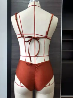 Bikini Swimsuit For Women Brown Natural Waist Summer Beach Bathing Suits