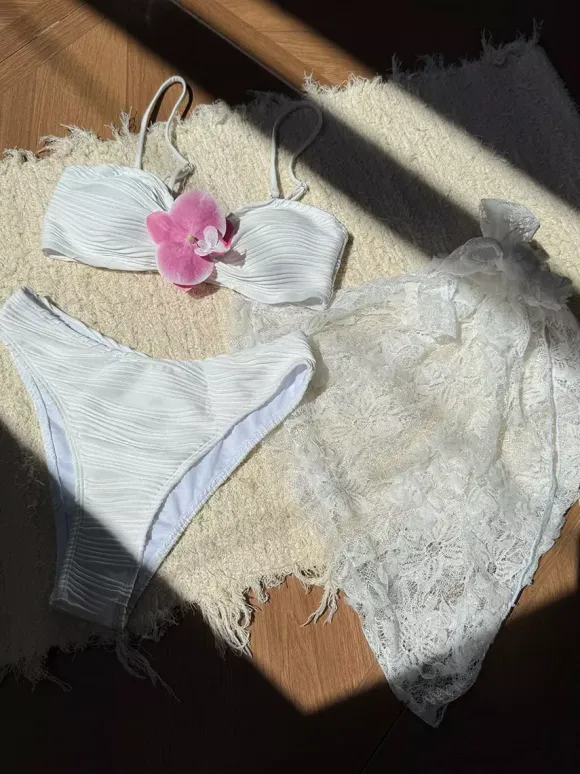 Bikini With Floral Accents And Lace Cover-up For Summer Beach 2026
