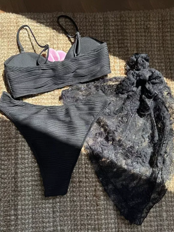 Bikini With Floral Accents And Lace Cover-up For Summer Beach 2026
