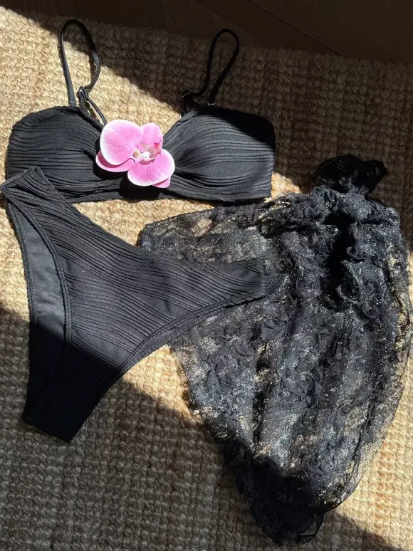 Bikini With Floral Accents And Lace Cover-up For Summer Beach 2026