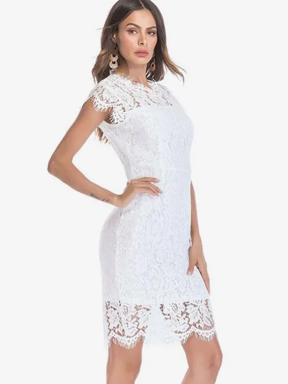 Birthday Bodycon Lace Dresses Designed Neckline Midi Sheath Dress Casual Pencil Dress 2026