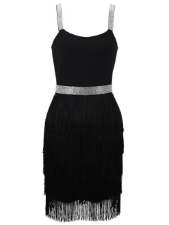 Birthday Party Dress V-Neck Sleeveless Cocktail Mini Dresses With Fringe
