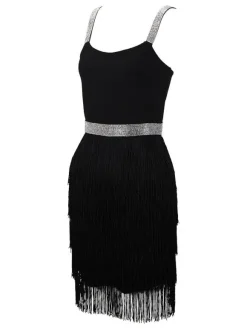 Birthday Party Dress V-Neck Sleeveless Cocktail Mini Dresses With Fringe