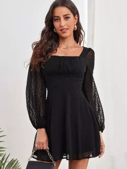 Birthday Mini Dresses White Long Sleeves Short Dress