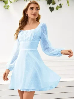 Birthday Mini Dresses White Long Sleeves Short Dress