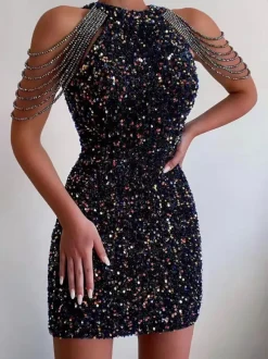 Birthday Party Mini Bodycon Dresses Pink Sleeveless Sexy Jewel Neck Sheath Dress