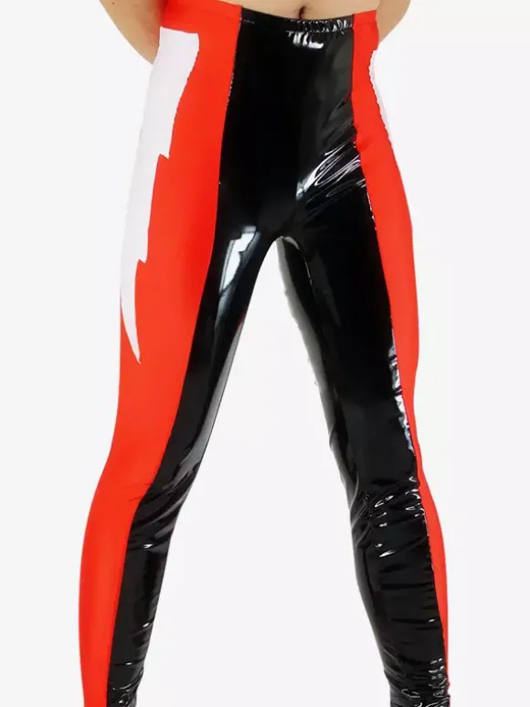 Black & Red Pattern Shiny Metallic Wrestling Unisex Trousers Bottom