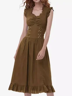 Black Retro Tudor Dress Costumes Lace Polyester Dress Women's Retro Tunic Marie Antoinette Costume Vintage Clothing Burgundy