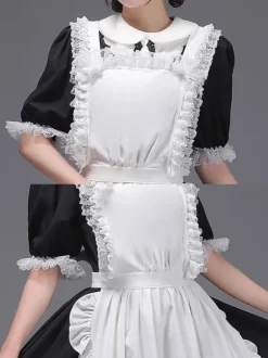 Black Retro Tudor Dress Costumes Women's Ruffles Marie Antoinette Costume Polyester Tunic Headwear Dress Vintage Party Prom Dress