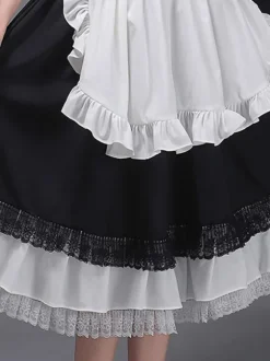 Black Retro Tudor Dress Costumes Women's Ruffles Marie Antoinette Costume Polyester Tunic Headwear Dress Vintage Party Prom Dress