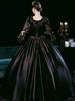 Black Retro Tudor Dress Costumes Dress For Women Euro-Style Marie Antoinette Costume Masquerade Ball Gown