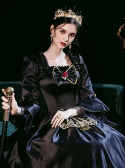 Black Retro Tudor Dress Costumes Dress For Women Euro-Style Marie Antoinette Costume Masquerade Ball Gown