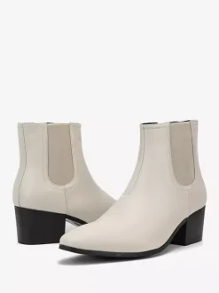 Black Abkle Boots For Men Pointed Toe Chunky Heel Chelsea Boots
