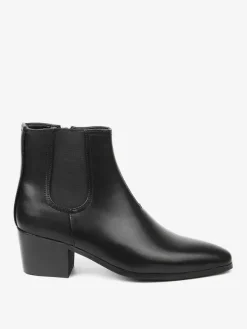 Black Abkle Boots For Men Pointed Toe Chunky Heel Chelsea Boots