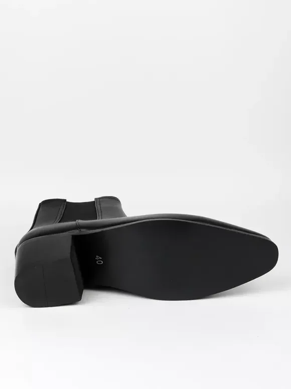 Black Abkle Boots For Men Pointed Toe Chunky Heel Chelsea Boots
