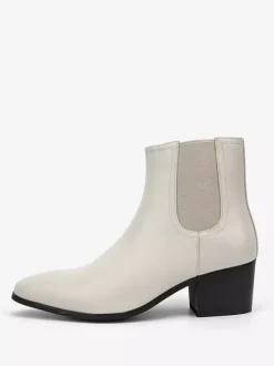Black Abkle Boots For Men Pointed Toe Chunky Heel Chelsea Boots