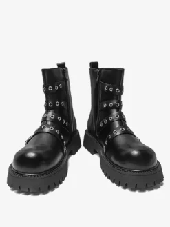 Black Ankle Boots Men's Buckle Detail Combat Boots