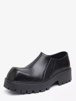 Black Ankle Boots Men's Square Toe Designed Slip On Shoes