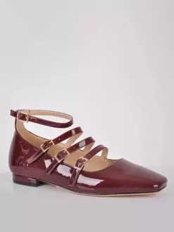 Black Ballet Flats Women Square Toe Buckle Detail Flat Shoes For Women