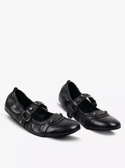 Black Ballet Flats Women's Round Toe Mary Jane Ballerina Shoes