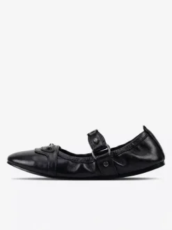 Black Ballet Flats Women's Round Toe Mary Jane Ballerina Shoes