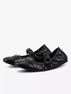 Black Ballet Flats Women's Round Toe Mary Jane Ballerina Shoes