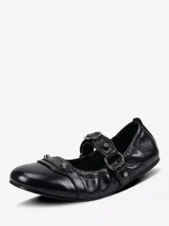 Black Ballet Flats Women's Round Toe Mary Jane Ballerina Shoes