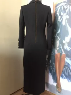 Black Blazer Dress High Slit Long Sleeves Work Office Casual Long Dresses