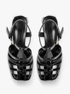 Black Block Heel Sandals Platform Cut Out High Heel Sandals
