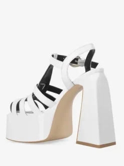 Black Block Heel Sandals Platform Cut Out High Heel Sandals