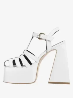 Black Block Heel Sandals Platform Cut Out High Heel Sandals